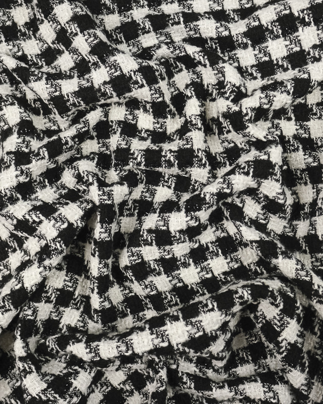 Tissu Tweed Bouclettes Pied De Poule Noir Et Blanc - Maison Klem